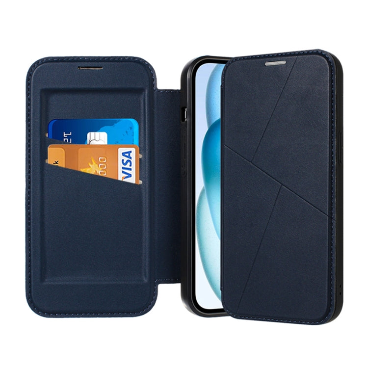 For iPhone 14 Pro Magnetic Armor Series RFID Card Slots Leather Phone Case(Blue) by buy2fix