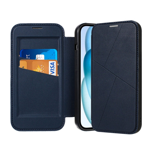 For iPhone 14 Pro Magnetic Armor Series RFID Card Slots Leather Phone Case(Blue) by buy2fix