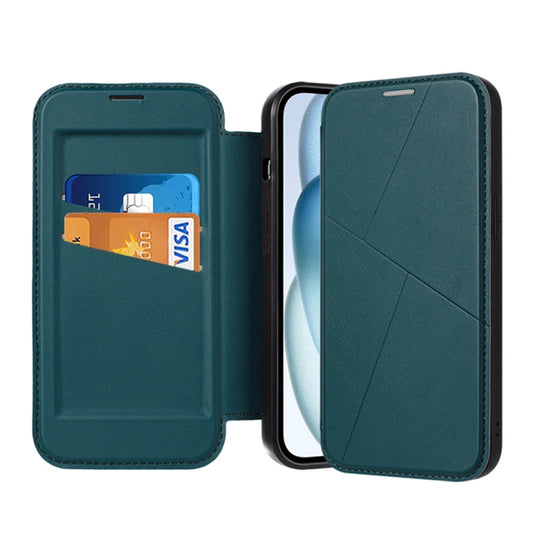 For iPhone 13 Pro Magnetic Armor Series RFID Card Slots Leather Phone Case(Green) by buy2fix