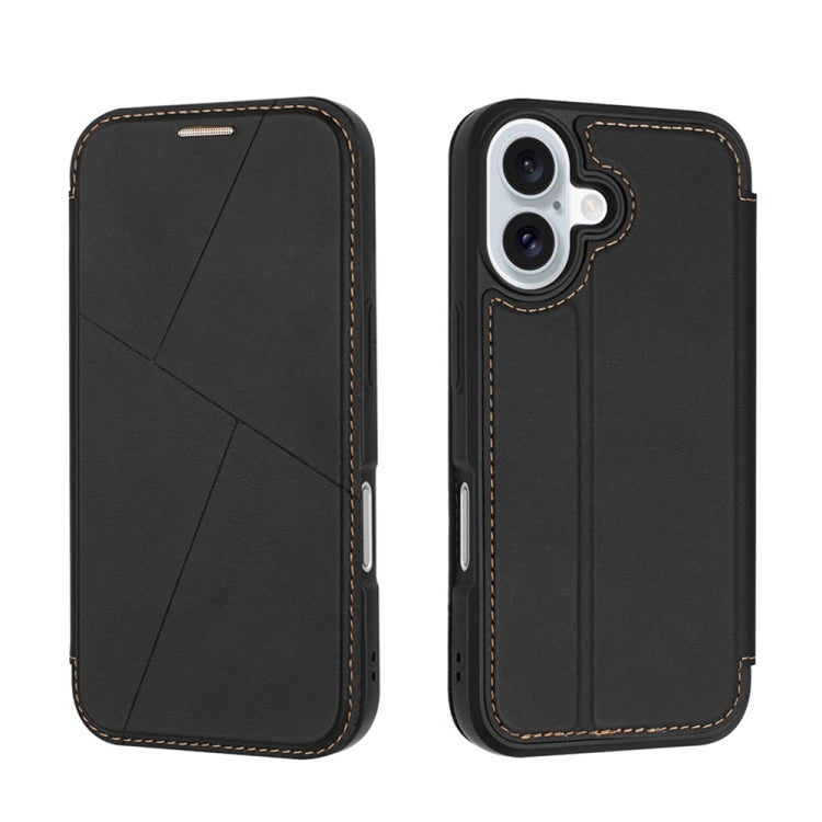 For iPhone 16 Magnetic Armor Series RFID Card Slots Leather Phone Case(Black) - iPhone 16 Cases by buy2fix | Online Shopping UK | buy2fix