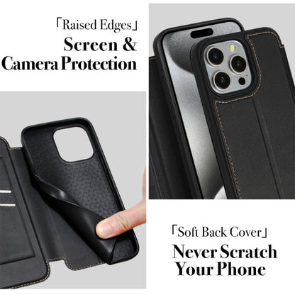 For iPhone 13 Pro Max Magnetic Armor Series RFID Card Slots Leather Phone Case(Purple) by buy2fix