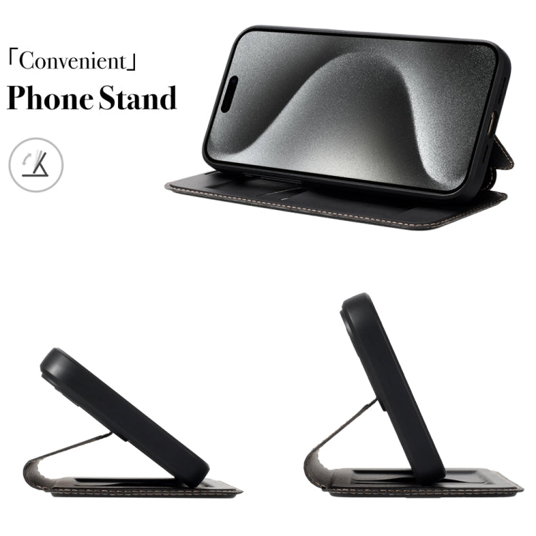 For iPhone 14 / 13 Magnetic Armor Series RFID Card Slots Leather Phone Case(Purple) by buy2fix
