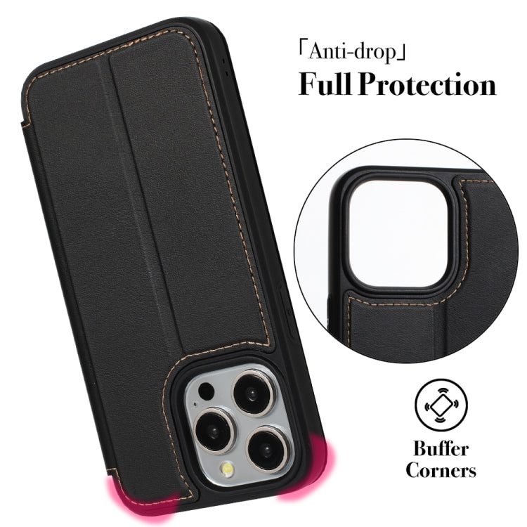 For iPhone 14 Pro Magnetic Armor Series RFID Card Slots Leather Phone Case(Black) by buy2fix