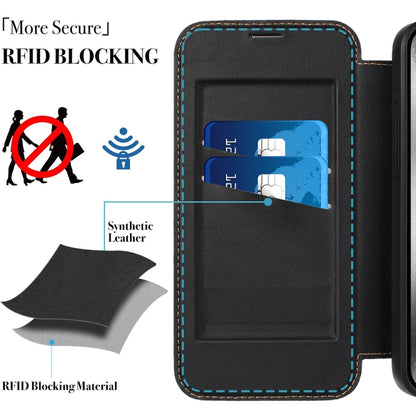 For iPhone 13 Pro Magnetic Armor Series RFID Card Slots Leather Phone Case(Orange) by buy2fix