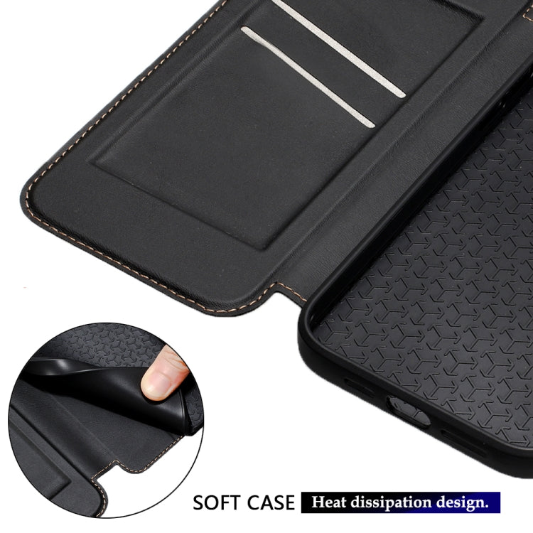 For iPhone 14 / 13 Magnetic Armor Series RFID Card Slots Leather Phone Case(Purple) by buy2fix