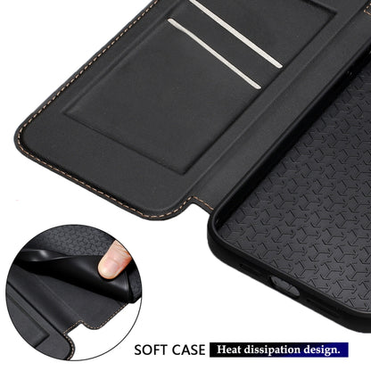 For iPhone 14 / 13 Magnetic Armor Series RFID Card Slots Leather Phone Case(Purple) by buy2fix