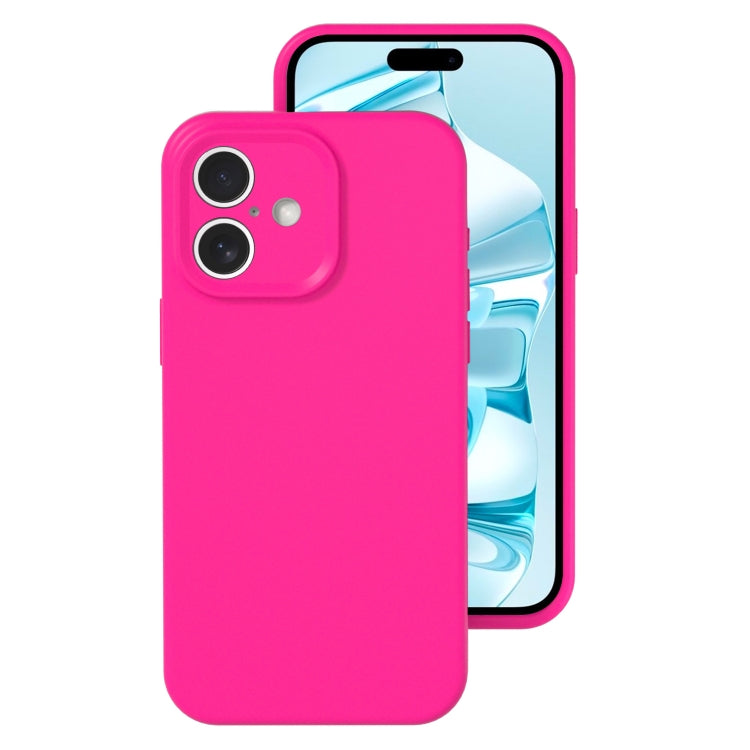 For iPhone 16 Precise Hole Liquid Silicone Jelly Color Full Coverage Phone Case(Brilliant Pink) - iPhone 16 Cases by buy2fix | Online Shopping UK | buy2fix