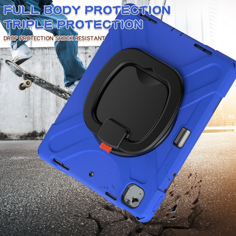 For iPad Air 13 2024 / Air 13 2025 Silicone Hybrid PC Tablet Case with Holder & Shoulder Strap(Blue) by buy2fix