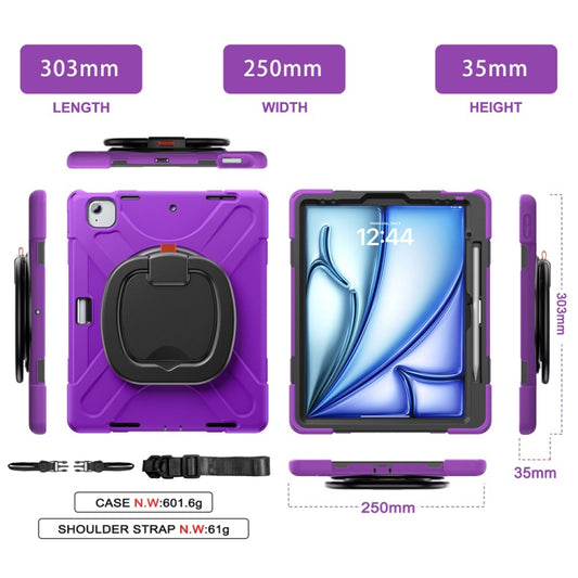 For iPad Air 13 2024 / Air 13 2025 Silicone Hybrid PC Tablet Case with Holder & Shoulder Strap(Purple) by buy2fix