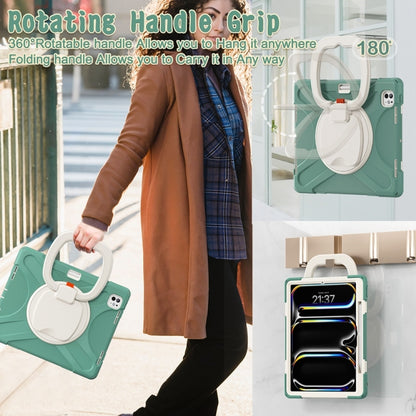 For iPad Pro 13 2024 Silicone Hybrid PC Tablet Case with Holder & Shoulder Strap(Emerald Green) - iPad Pro 13 2024 Cases by buy2fix | Online Shopping UK | buy2fix