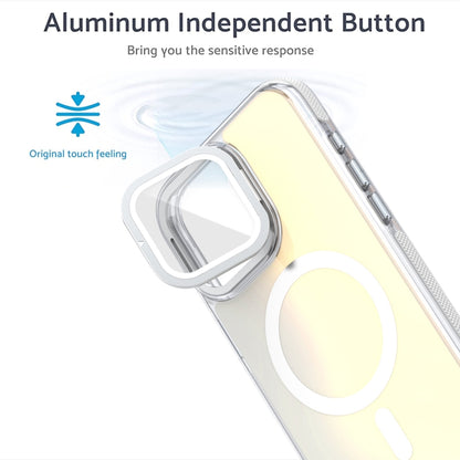 For iPhone 11 MagSafe Gradient Color Lens Film Phone Case with Lens Fold Holder(Orange) - iPhone 11 Cases by buy2fix | Online Shopping UK | buy2fix