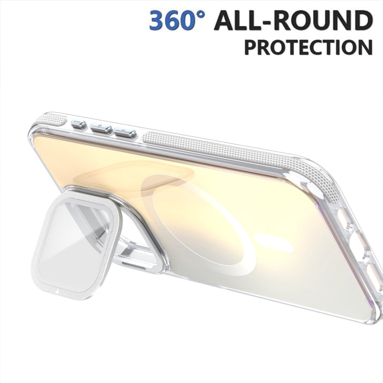 For iPhone 13 Pro MagSafe Gradient Color Lens Film Phone Case with Lens Fold Holder(White) - iPhone 13 Pro Cases by buy2fix | Online Shopping UK | buy2fix