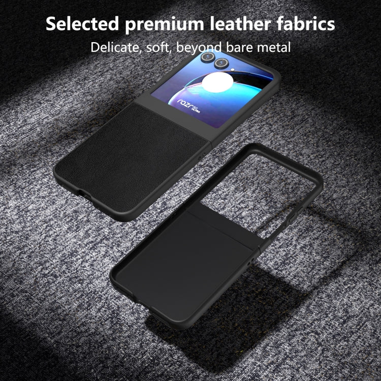 For Motorola Razr 50 PU Leather Black Frame Full Coverage Phone Case(Black) by buy2fix