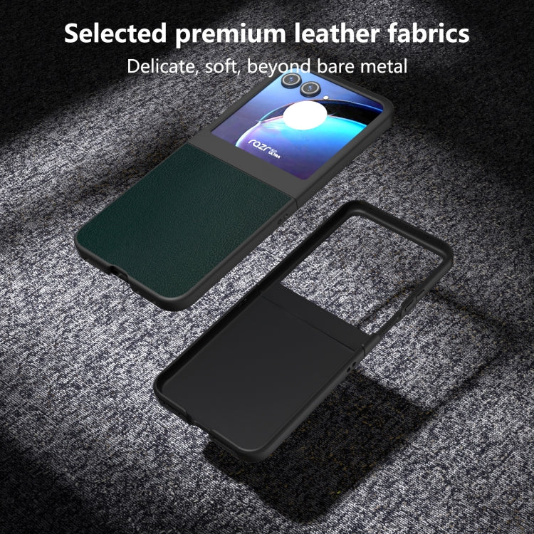 For Motorola Razr 50 PU Leather Black Frame Full Coverage Phone Case(Green) by buy2fix