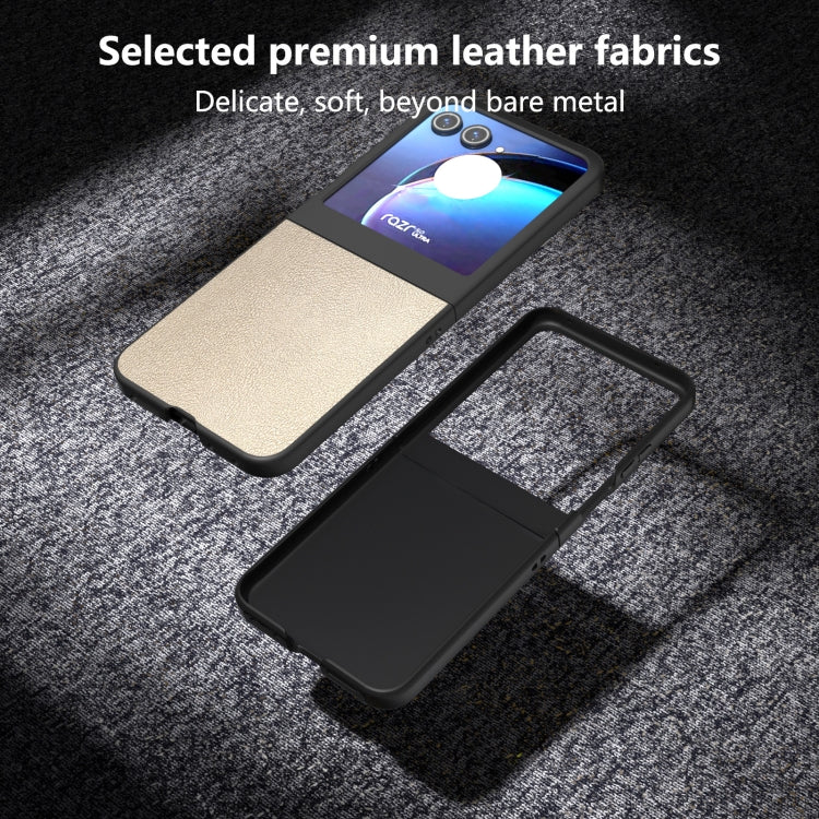 For Motorola Razr 50 PU Leather Black Frame Full Coverage Phone Case(Gold) by buy2fix