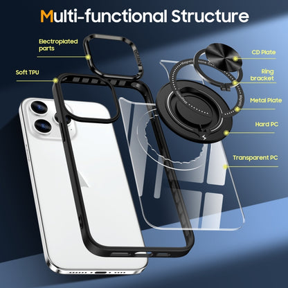 For iPhone 16 Pro Max Magnetic Rotating Ring Holder Phone Case(Black) - iPhone 16 Pro Max Cases by buy2fix | Online Shopping UK | buy2fix