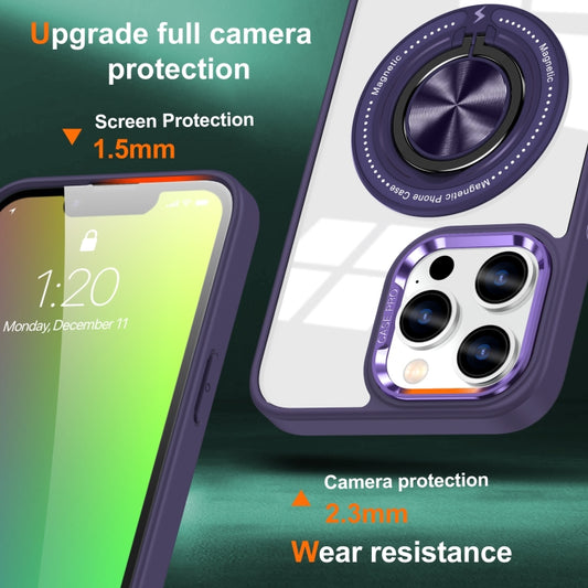 For iPhone 16 Pro Max Magnetic Rotating Ring Holder Phone Case(Dark Purple) by buy2fix