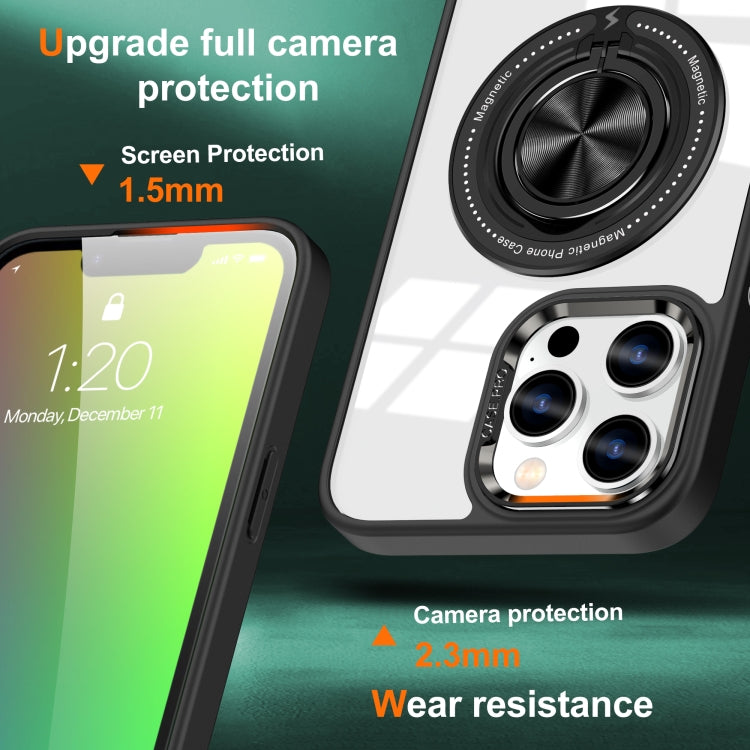 For iPhone 16 Pro Magnetic Rotating Ring Holder Phone Case(Black) - iPhone 16 Pro Cases by buy2fix | Online Shopping UK | buy2fix