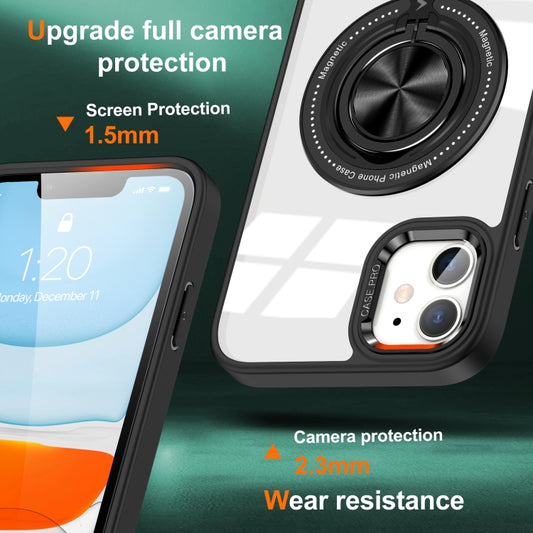 For iPhone 16 Magnetic Rotating Ring Holder Phone Case(Black) by buy2fix