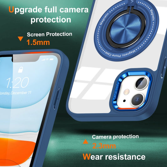 For iPhone 16 Magnetic Rotating Ring Holder Phone Case(Dark Blue) by buy2fix