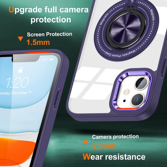 For iPhone 16 Magnetic Rotating Ring Holder Phone Case(Dark Purple) by buy2fix
