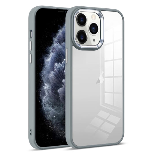 For iPhone 11 Pro Max Colorful Armor Transparent Phone Case(Grey) by buy2fix