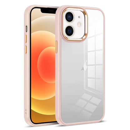 For iPhone 12 Colorful Armor Transparent Phone Case(Pink) by buy2fix