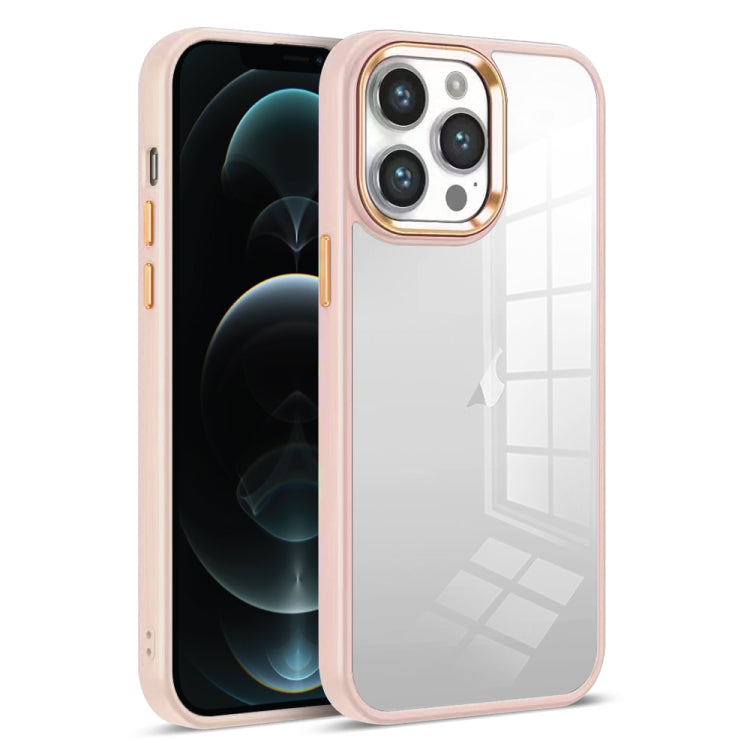 For iPhone 12 Pro Max Colorful Armor Transparent Phone Case(Pink) by buy2fix