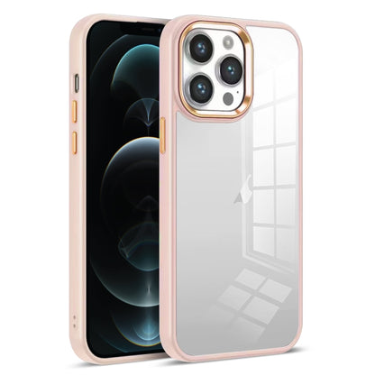 For iPhone 12 Pro Max Colorful Armor Transparent Phone Case(Pink) by buy2fix