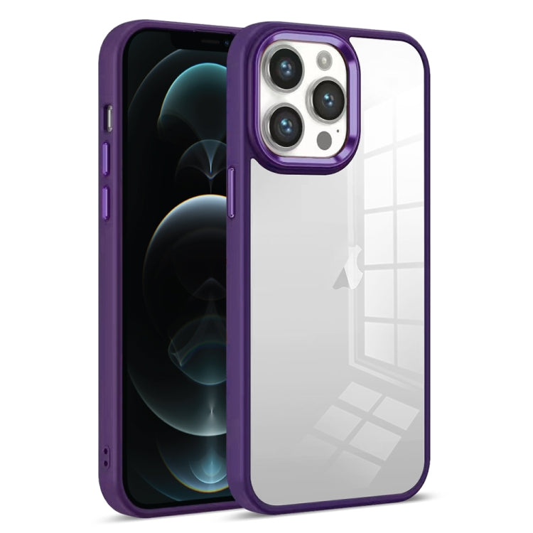 For iPhone 12 Pro Max Colorful Armor Transparent Phone Case(Purple) by buy2fix
