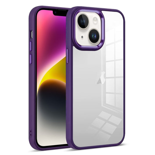 For iPhone 14 Colorful Armor Transparent Phone Case(Purple) by buy2fix