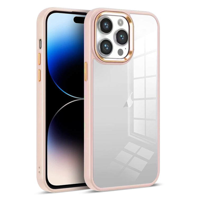 For iPhone 14 Pro Colorful Armor Transparent Phone Case(Pink) by buy2fix