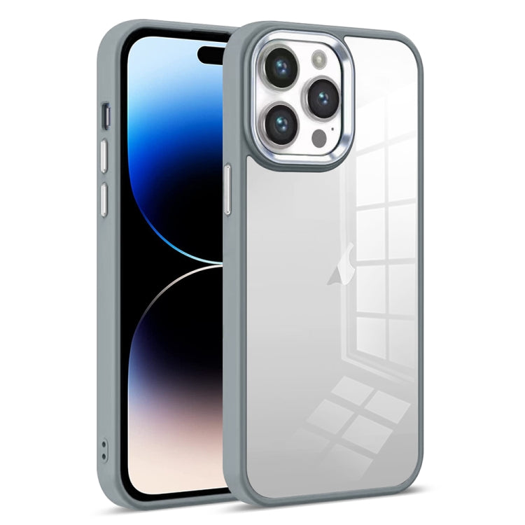 For iPhone 14 Pro Colorful Armor Transparent Phone Case(Grey) by buy2fix