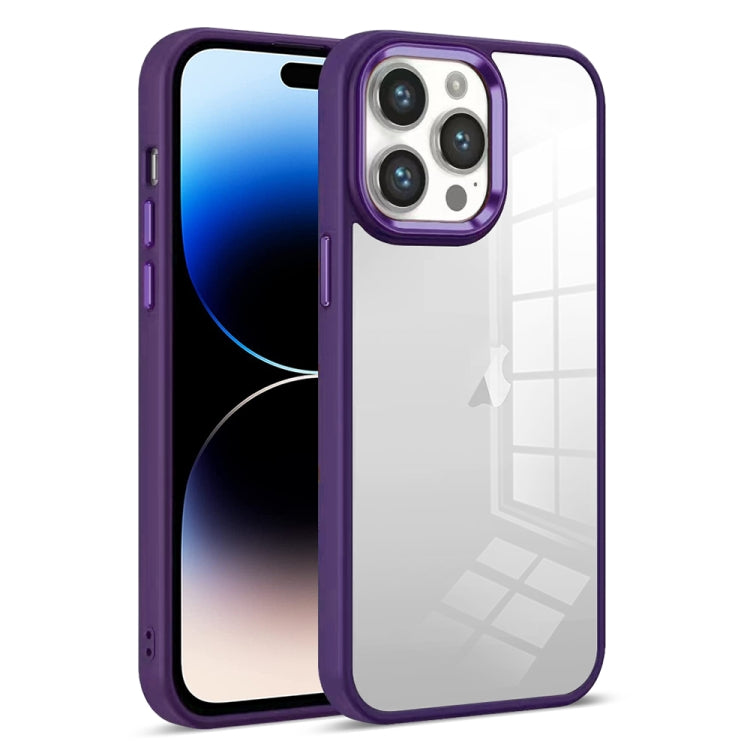 For iPhone 14 Pro Colorful Armor Transparent Phone Case(Purple) by buy2fix