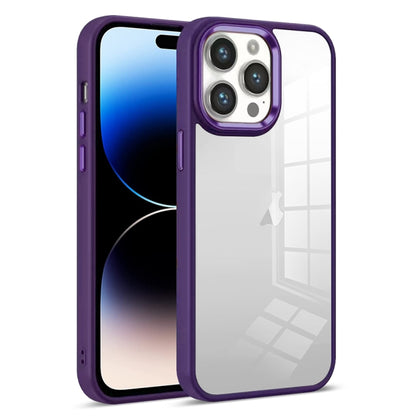 For iPhone 14 Pro Colorful Armor Transparent Phone Case(Purple) by buy2fix