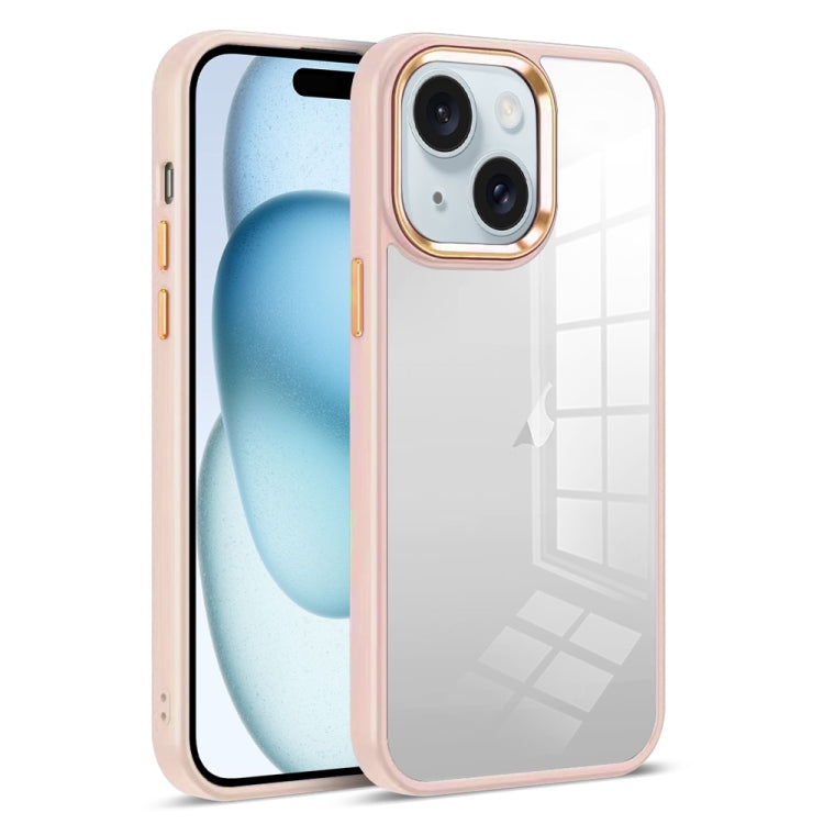 For iPhone 15 Colorful Armor Transparent Phone Case(Pink) by buy2fix