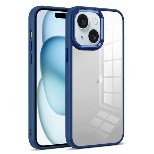 For iPhone 15 Colorful Armor Transparent Phone Case(Blue)