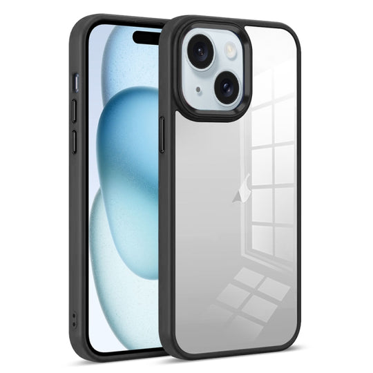 For iPhone 15 Plus Colorful Armor Transparent Phone Case(Black)