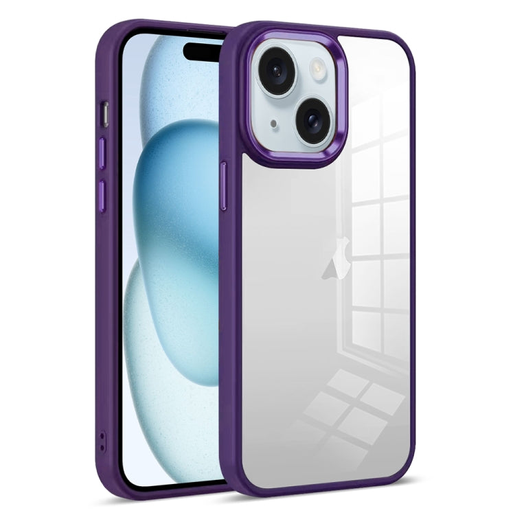 For iPhone 15 Plus Colorful Armor Transparent Phone Case(Purple) by buy2fix