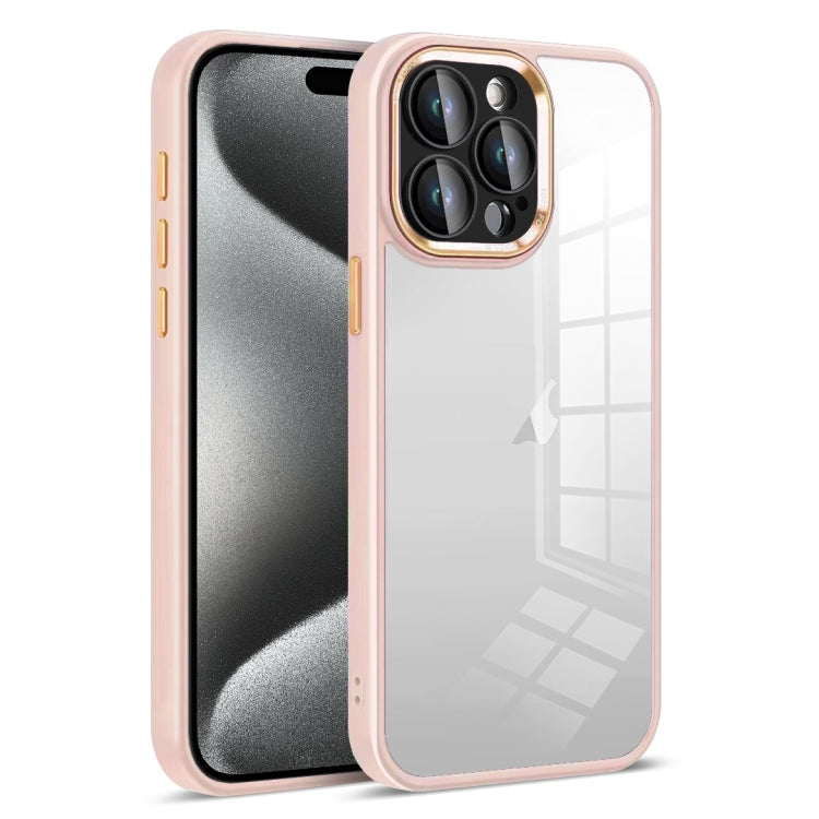 For iPhone 15 Pro Colorful Armor Lens Film Transparent Phone Case(Pink) by buy2fix