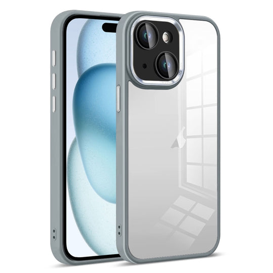For iPhone 15 Plus Colorful Armor Lens Film Transparent Phone Case(Grey)