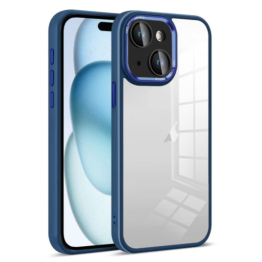 For iPhone 15 Colorful Armor Lens Film Transparent Phone Case(Blue) - iPhone 15 Cases by buy2fix | Online Shopping UK | buy2fix