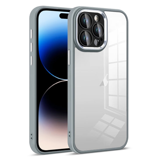 For iPhone 14 Pro Colorful Armor Lens Film Transparent Phone Case(Grey) by buy2fix