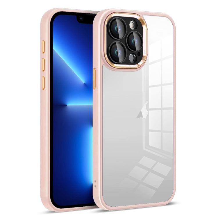 For iPhone 13 Pro Colorful Armor Lens Film Transparent Phone Case(Pink) by buy2fix