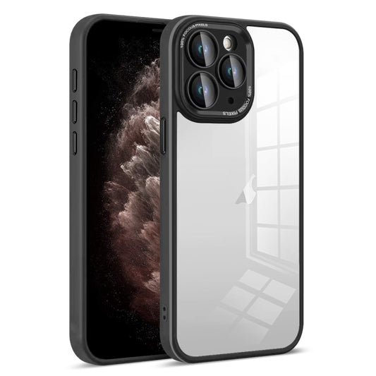 For iPhone 11 Pro Max Colorful Armor Lens Film Transparent Phone Case(Black) by buy2fix