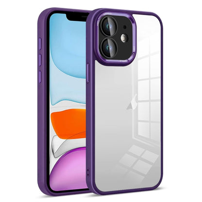 For iPhone 11 Colorful Armor Lens Film Transparent Phone Case(Purple) by buy2fix