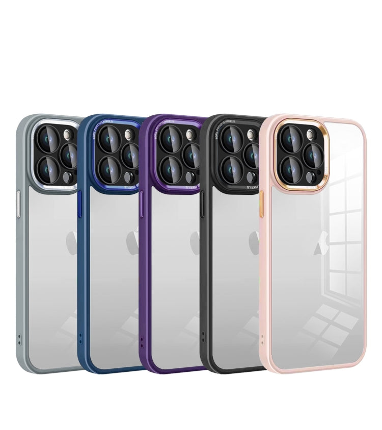 For iPhone 15 Colorful Armor Lens Film Transparent Phone Case(Blue) by buy2fix