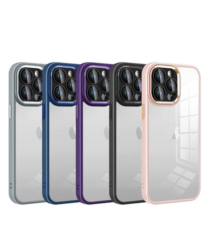 For iPhone 14 Plus Colorful Armor Lens Film Transparent Phone Case(Black) by buy2fix