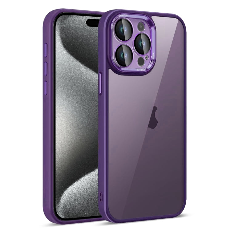 For iPhone 15 Pro Max Colorful Armor Lens Film Translucent Phone Case(Purple) by buy2fix