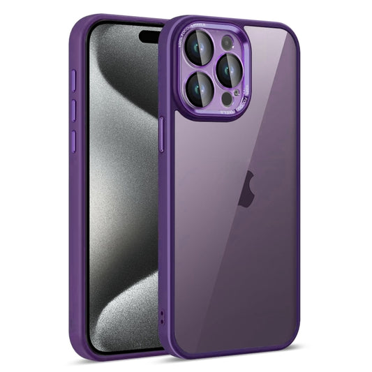 For iPhone 15 Pro Max Colorful Armor Lens Film Translucent Phone Case(Purple) by buy2fix